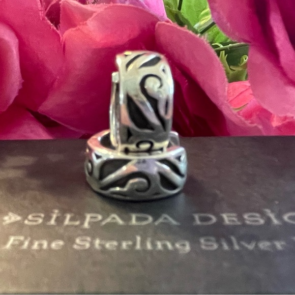 Silpada Scroll Sterling Silver Hoop Earrings P1735 - Picture 9 of 15